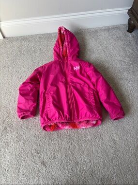 Helly Hansen Hot Pink Hooded Kids Jacket with Sherpa Lining